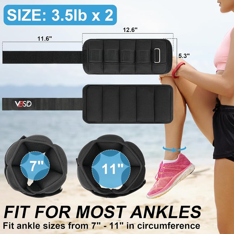 VBSD Adjustable Ankle Weights for Men Women, 2 4 6 8 10 lbs 1 Pair Leg Weight Straps, Weighted Ankle Weight Set with Removable Sandbags for Walking Running Yoga Physical Therapy Gym Home Workout - Image 2